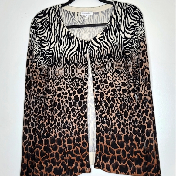 Brown Animal Print Button Cardigan - Picture 7 of 9